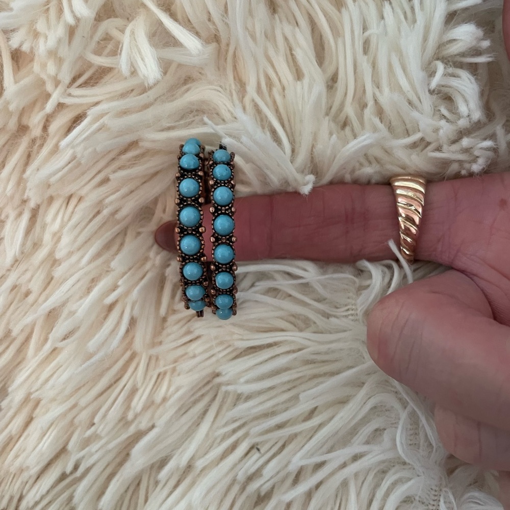 Turquoise Copper Hoops